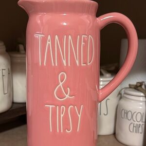 Rae Dunn Pink 'Tanned & Tipsy' Pitcher